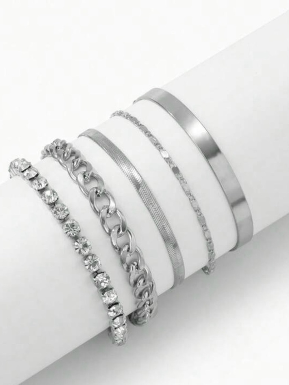 Sterling Silver Multi-Style Bracelet Set - Silver - Picture 4 of 5